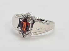 Load image into Gallery viewer, 8223: Vintage: Petite 9ct White Gold Almandine Garnet Diamonds Dress Ring
