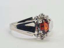 Load image into Gallery viewer, 8223: Vintage: Petite 9ct White Gold Almandine Garnet Diamonds Dress Ring
