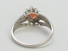 Load image into Gallery viewer, 8223: Vintage: Petite 9ct White Gold Almandine Garnet Diamonds Dress Ring
