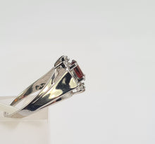 Load image into Gallery viewer, 8223: Vintage: Petite 9ct White Gold Almandine Garnet Diamonds Dress Ring
