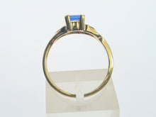 Load image into Gallery viewer, 8232: Vintage; 9ct Gold Emerald cut Tanzanite Diamonds Dress; Ring- lovely cut and colour

