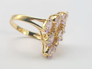 8233: Vintage: 9ct Gold Pink Morganites Glacier Topaz Cluster Cocktail Ring