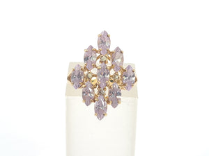 8233: Vintage: 9ct Gold Pink Morganites Glacier Topaz Cluster Cocktail Ring