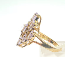 Load image into Gallery viewer, 8233: Vintage: 9ct Gold Pink Morganites Glacier Topaz Cluster Cocktail Ring
