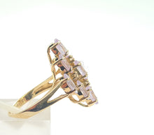 Load image into Gallery viewer, 8233: Vintage: 9ct Gold Pink Morganites Glacier Topaz Cluster Cocktail Ring
