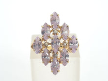 Load image into Gallery viewer, 8233: Vintage: 9ct Gold Pink Morganites Glacier Topaz Cluster Cocktail Ring
