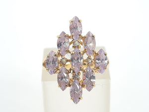 8233: Vintage: 9ct Gold Pink Morganites Glacier Topaz Cluster Cocktail Ring