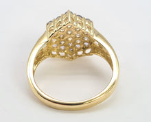 Load image into Gallery viewer, 8241: Vintage; 9ct Gold 24 Blue Tanzanites Openwork Set Cocktail Ring
