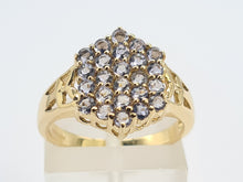 Load image into Gallery viewer, 8241: Vintage; 9ct Gold 24 Blue Tanzanites Openwork Set Cocktail Ring
