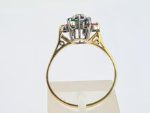 Load image into Gallery viewer, 8256: Vintage: 18ct Gold Rubies, Sapphires, Emeralds Diamond &quot;Snowflake&quot; Ring- Date marked in 1984
