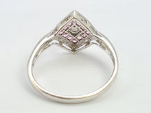 Load image into Gallery viewer, 8269: Vintage 9ct White Gold Art Deco Style Pink Sapphires Diamonds Panel Ring
