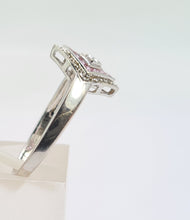 Load image into Gallery viewer, 8269: Vintage 9ct White Gold Art Deco Style Pink Sapphires Diamonds Panel Ring
