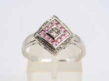 Load image into Gallery viewer, 8269: Vintage 9ct White Gold Art Deco Style Pink Sapphires Diamonds Panel Ring
