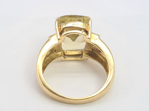 8270: Vintage: 9ct Gold Statement Large Yellow Beryl 6 Peridot Cocktail Ring