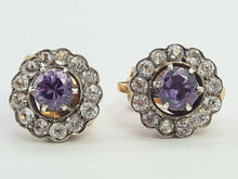 Load image into Gallery viewer, A8277: Vintage: Rare, Large 9ct Gold Alexandrite White Sapphires Clip-On Earrings
