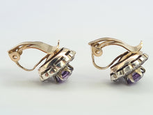 Load image into Gallery viewer, A8277: Vintage: Rare, Large 9ct Gold Alexandrite White Sapphires Clip-On Earrings
