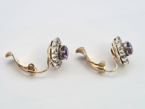 A8277: Vintage: Rare, Large 9ct Gold Alexandrite White Sapphires Clip-On Earrings