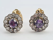 Load image into Gallery viewer, A8277: Vintage: Rare, Large 9ct Gold Alexandrite White Sapphires Clip-On Earrings
