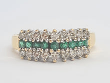 Load image into Gallery viewer, 8168: Vintage: Extraordinary 18ct Gold Emeralds Diamonds Stacker/Dress Ring- Splendid
