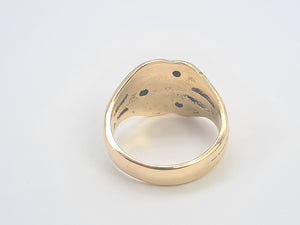 8203: Vintage: Statement 9ct Gold Diamonds Three Heads Snake Ring