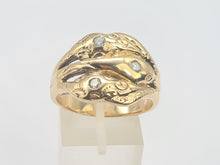 Load image into Gallery viewer, 8203: Vintage: Statement 9ct Gold Diamonds Three Heads Snake Ring
