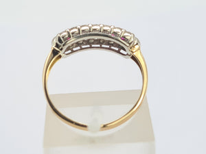 8229: Vintage; 9ct Gold Vivid Rubies Sparkling Diamonds Dress/Stacker Ring- exquisite