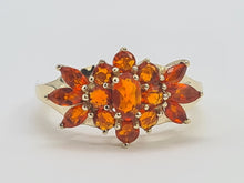 Load image into Gallery viewer, 8309: Vintage: Petite 9ct Gold Citrine &amp; Cluster Ring extraordinary cut and colour
