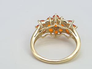 8309: Vintage: Petite 9ct Gold Citrine & Cluster Ring extraordinary cut and colour