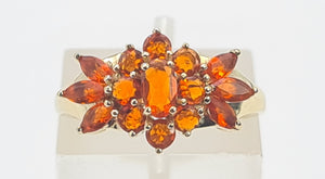 8309: Vintage: Petite 9ct Gold Citrine & Cluster Ring extraordinary cut and colour