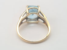 Load image into Gallery viewer, A8265: Vintage: 9ct Gold Swiss Blue Topaz Diamonds Cocktail Ring
