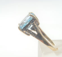 Load image into Gallery viewer, A8265: Vintage: 9ct Gold Swiss Blue Topaz Diamonds Cocktail Ring
