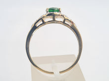 Load image into Gallery viewer, A8344: Vintage: Eye catching 9ct Gold Green Diopside 12 diamonds Halo Dress ring
