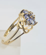 Load image into Gallery viewer, A8350: Vintage; 9ct Gold Blue Tanzanites Round Cut Diamonds Dress Ring- lovely, fresh combination
