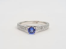 Load image into Gallery viewer, 8354: Vintage: 18ct White Gold Blue Tanzanite 16 Diamonds Dress Ring- crisp, clean, eye candy
