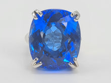 Load image into Gallery viewer, 0001: Phenomenal Vintage: 9ct White Gold Cushion Cut Blue Quartz Statement Ring
