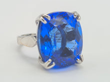 Load image into Gallery viewer, 0001: Phenomenal Vintage: 9ct White Gold Cushion Cut Blue Quartz Statement Ring
