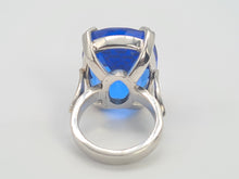 Load image into Gallery viewer, 0001: Phenomenal Vintage: 9ct White Gold Cushion Cut Blue Quartz Statement Ring
