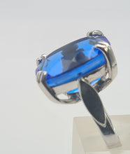 Load image into Gallery viewer, 0001: Phenomenal Vintage: 9ct White Gold Cushion Cut Blue Quartz Statement Ring
