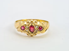 Load image into Gallery viewer, 0020: Antique 18ct Gold Almandine Garnets Diamonds Ring- Date Mark 1915-
