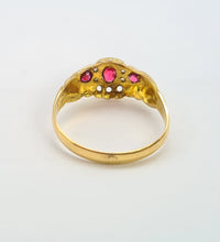 Load image into Gallery viewer, 0020: Antique 18ct Gold Almandine Garnets Diamonds Ring- Date Mark 1915-
