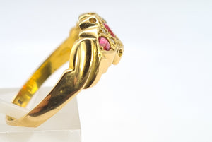 0020: Antique 18ct Gold Almandine Garnets Diamonds Ring- Date Mark 1915-