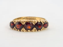 Load image into Gallery viewer, 0097: Vintage: 9ct Gold Garnets Five Stone Stacker/Dress Ring- Date Mark 1971
