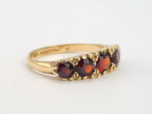 Load image into Gallery viewer, 0097: Vintage: 9ct Gold Garnets Five Stone Stacker/Dress Ring- Date Mark 1971
