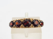 Load image into Gallery viewer, 0097: Vintage: 9ct Gold Garnets Five Stone Stacker/Dress Ring- Date Mark 1971
