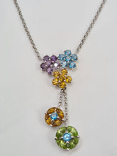 Load image into Gallery viewer, A0182: Vintage: Exquisite 18ct White Gold Necklace (40cm) Multi Gem Pendulum Pendant
