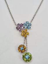 Load image into Gallery viewer, A0182: Vintage: Exquisite 18ct White Gold Necklace (40cm) Multi Gem Pendulum Pendant
