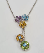 Load image into Gallery viewer, A0182: Vintage: Exquisite 18ct White Gold Necklace (40cm) Multi Gem Pendulum Pendant
