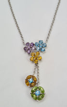 Load image into Gallery viewer, A0182: Vintage: Exquisite 18ct White Gold Necklace (40cm) Multi Gem Pendulum Pendant
