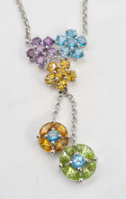 Load image into Gallery viewer, A0182: Vintage: Exquisite 18ct White Gold Necklace (40cm) Multi Gem Pendulum Pendant
