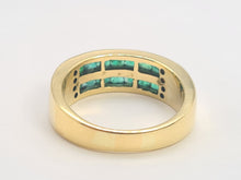 Load image into Gallery viewer, A5648: Vintage:18ct Gold Emeralds (1.25ct)  Diamonds Band- Old &amp; Heavy, Statement
